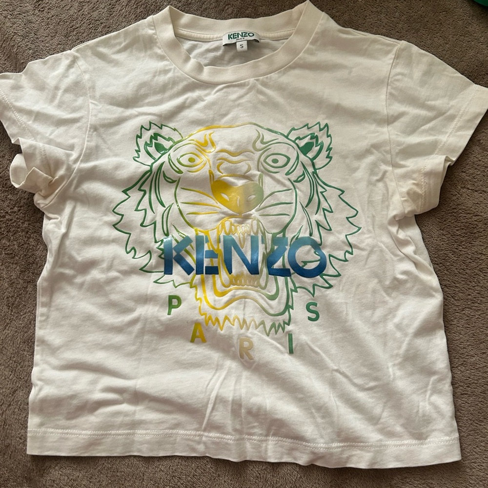 Kenzo White T-Shirt with Tiger Graphic
